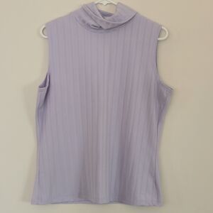 Beechers Brook XL Lavender Ribbed Sleeveless Mock Neck Top Pastel Minimalist